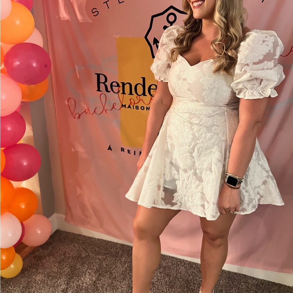 Showpo White Puff Sleeve Mini Dress